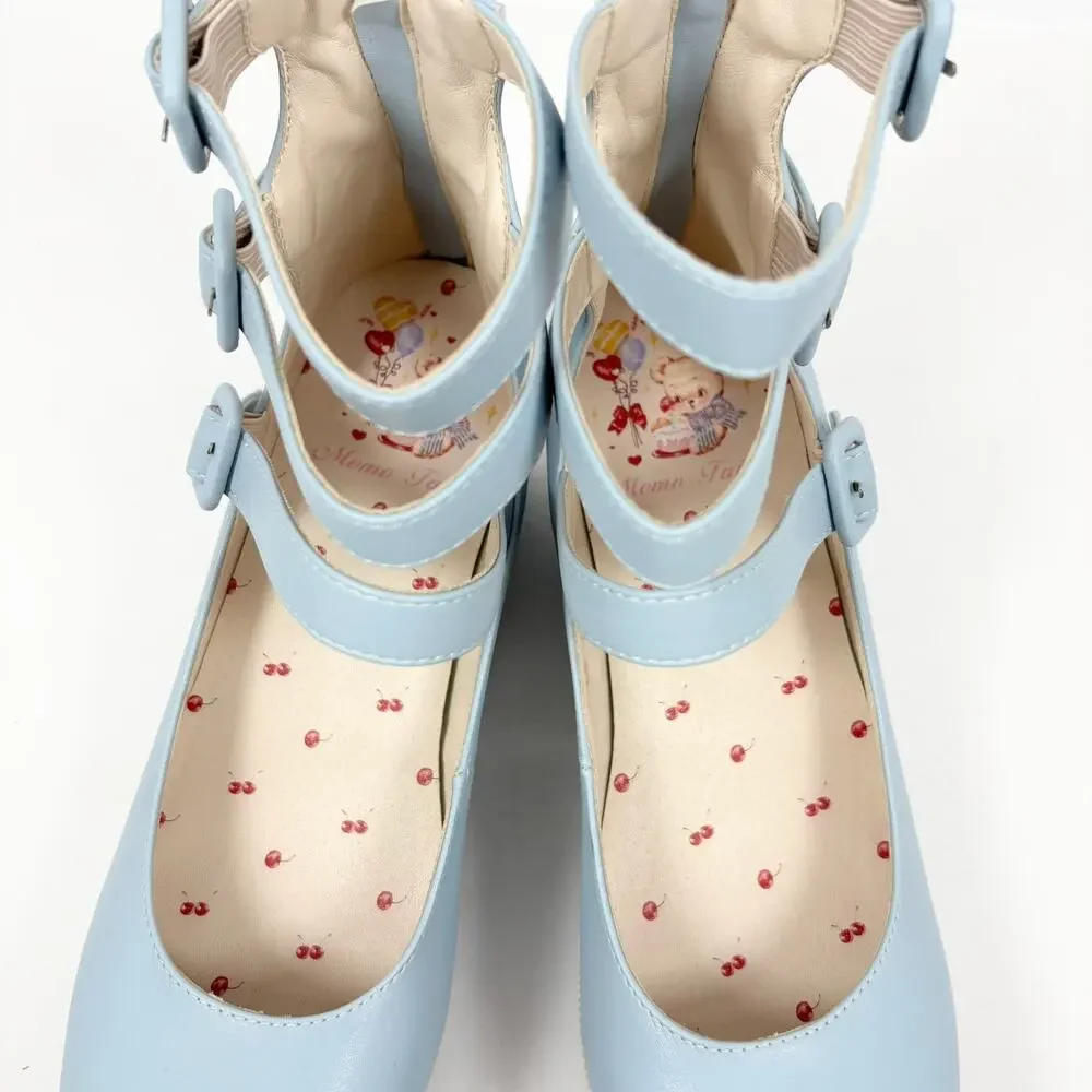 Lolita Coquette Platform Shoes Blue Ankle Strap Sz 6.5 - 7 Kawaii Cosplay‎ Hime
